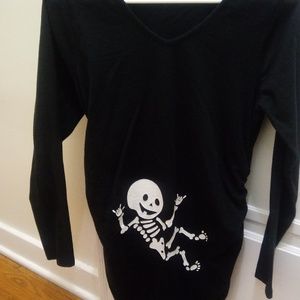 Maternity Halloween skeleton baby shirt